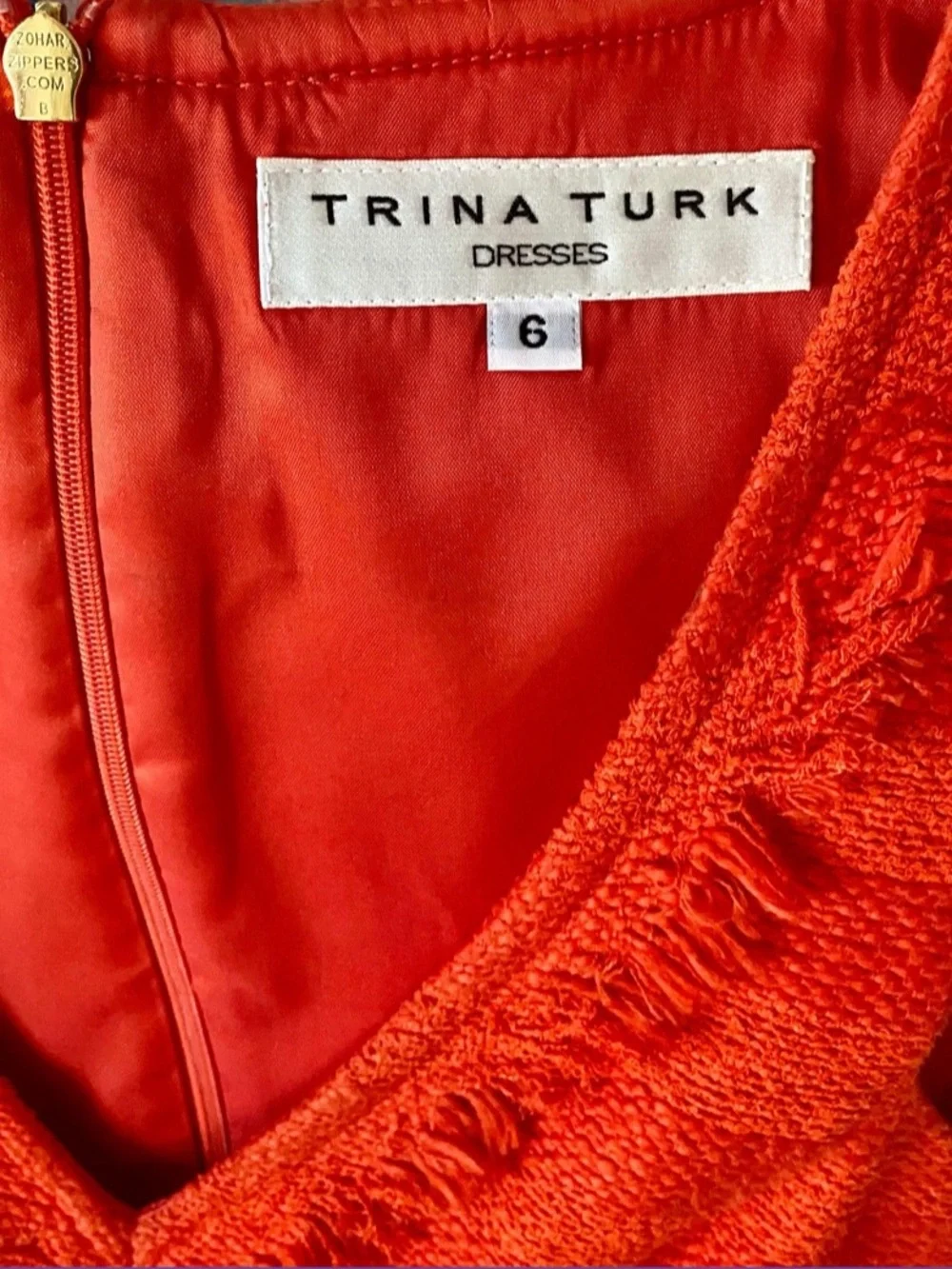 Trina Turk Shendi Canopy Poppy A Line Pleated Tweed Fringe Shendi Dress Size 6